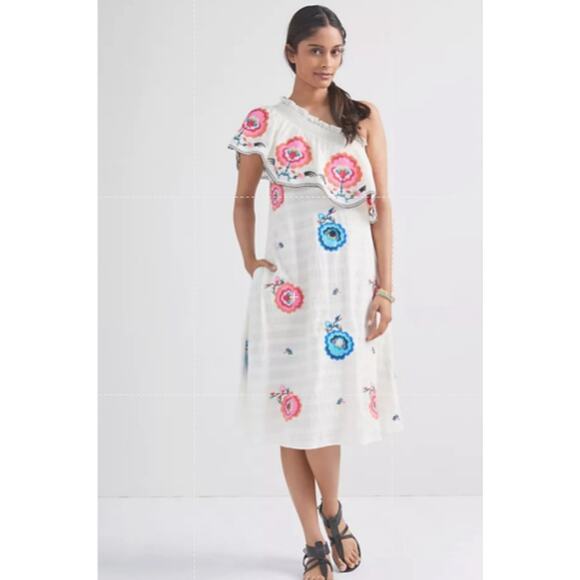 Plenty by Tracy Reese Embroidered Floral One-Shoulder Maxi Dress Sz 1X Plus - Picture 1 of 7